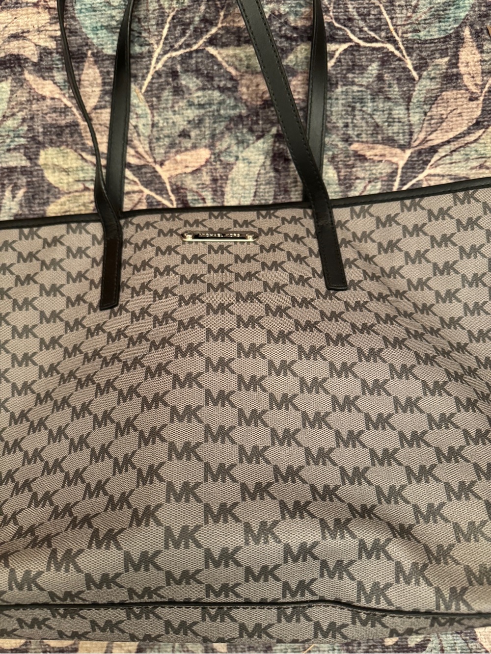 Michael Kors Black Grey Signature MK Tote Bag